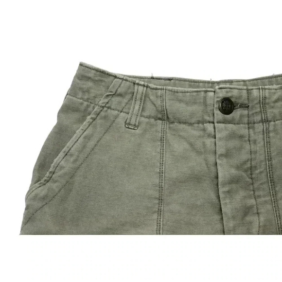 Free People Raw Patched Cutoff Shorts Frayed Hem Military Olive Green Size 0 - Picture 3 of 12